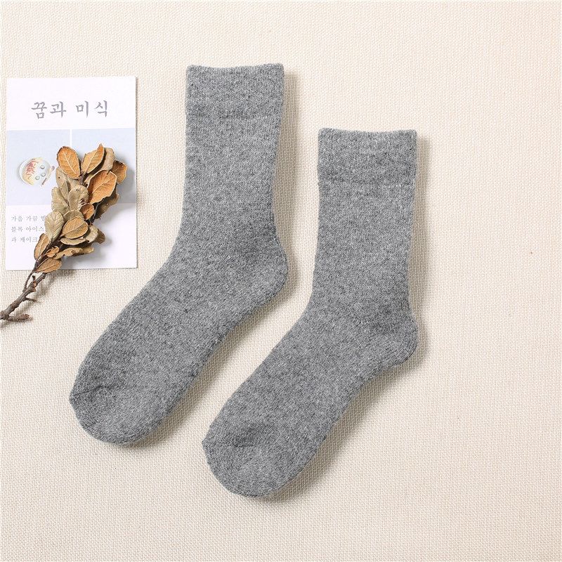 Wool socks Women's mid-tube socks with extra thick fleece warm loop socks Extra thick men's cotton socks wool_voghion.com
