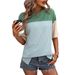 Women's Loose Fit Round Neck Color Block Twist Stripe Short Sleeve T-Shirt - Breathable Cotton Blend Casual Top For Summer_voghion.com