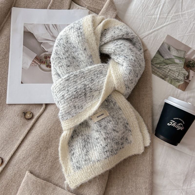 Beige wool with autumn winter women's Korean atmosphere plush scarf for warmth and neck protection 2024 new model_voghion.com
