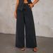 Women's Vintage Denim Two Piece Set - Sleeveless Cropped Jacket & High Waist Wide Leg Jeans_voghion.com