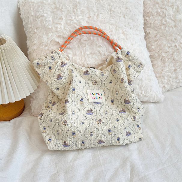 Embossed Cartoon Puppy Handbag Women's Single Shoulder Canvas Bag Going Out To Work Commuter Bag_voghion.com