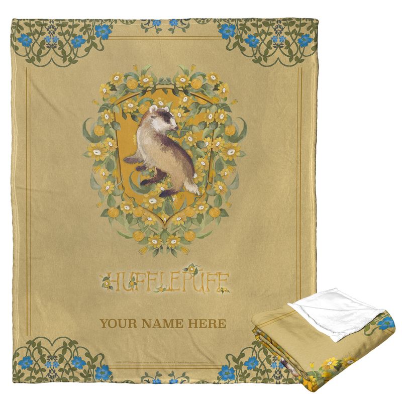 [Personalization Only]  Potter - Botanical Hufflepuff, Personalized Silk Touch Throw_voghion.com