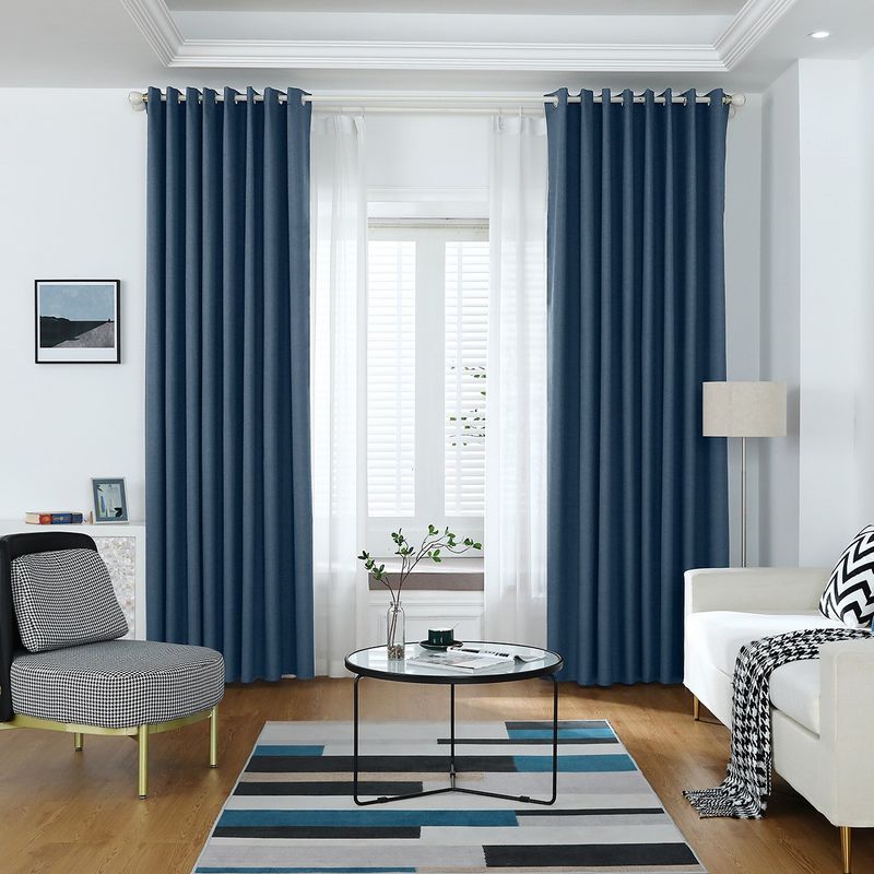 Curtains Linen-Blend Blackout Curtains Thermal Insulated Room Darkening Drapes For Bedroom Living Room Woven Textured Window Panels_voghion.com