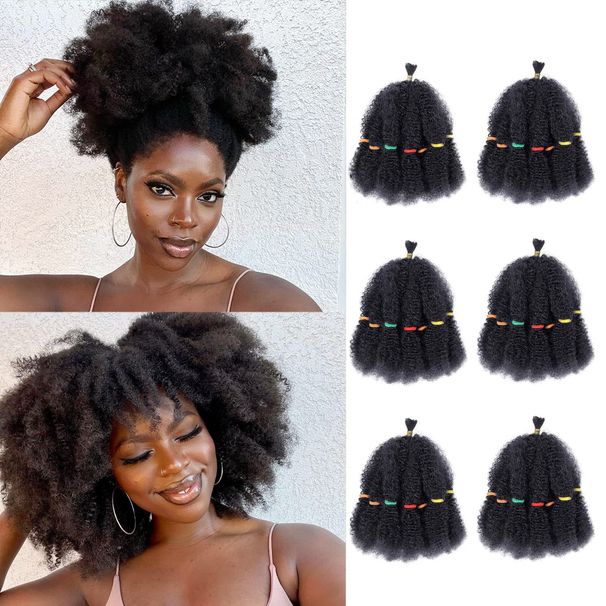 Afrikansk virkad hårförlängningsfläta 12 Inch Afro Kinky Marley Braid liten larv hårförlängningsfläta_voghion.com