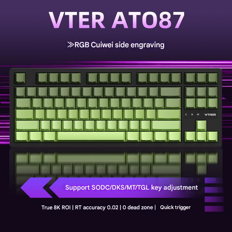 Teclado para juegos syct de 87 teclas con eje magnético, iluminación RGB mecánica, impresión lateral con degradado, Matcha Extreme Day_voghion.com