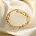 Bracciale a catena rettangolare in acciaio inossidabile, placcato oro PVD, tagliato a mano, gioiello per donna_voghion.com