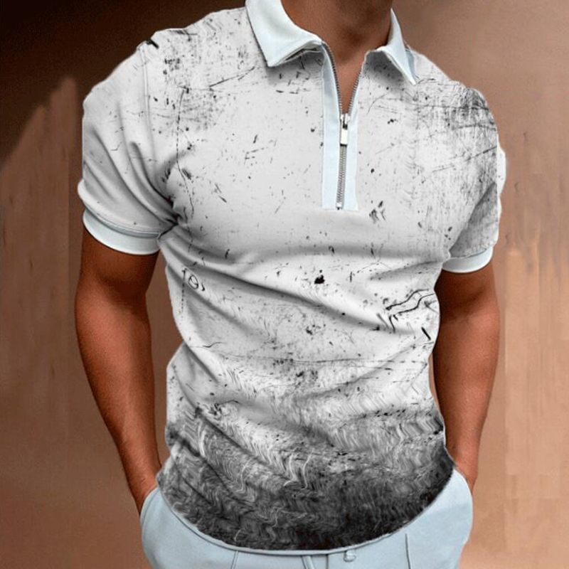 Neues Logo bedrucktes benutzerdefiniertes Sommer-Herren-Kurzarm-T-Shirt Reißverschluss lässige Herrenmode Polo vielseitiger Top-Trend_voghion.com