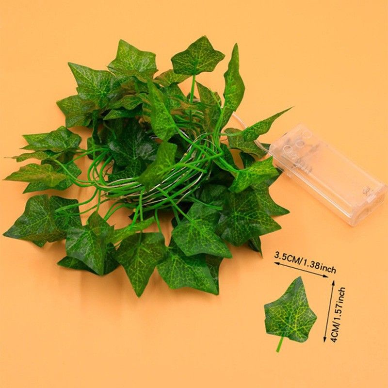 Hot Selling Artificial Green Leaf LED Copper Wire Outdoor Decoration Evergreen Vine Solar Garden Light String_voghion.com