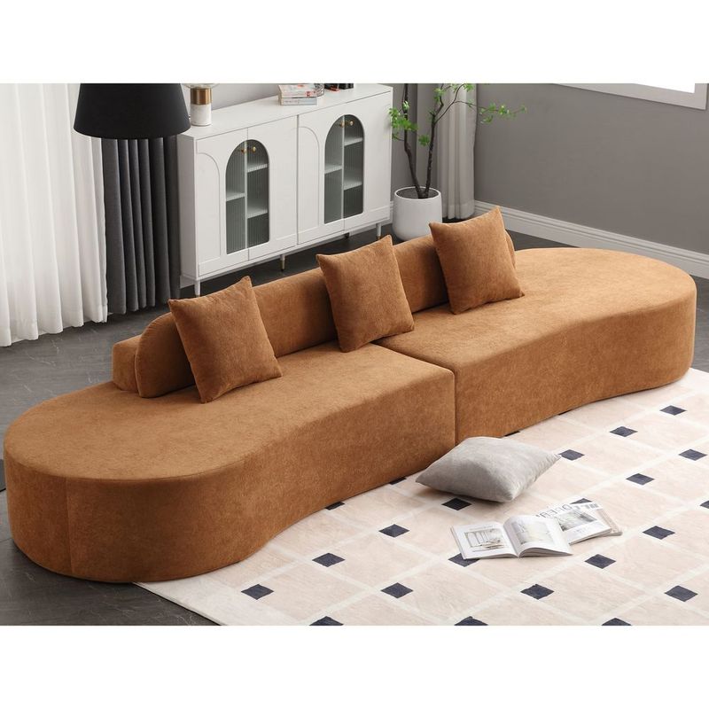 [NEW ARRIVED] [VIDEO PROVIDED] Modern Curved Combination Sofa, Terrycloth Fabric Sofa, Minimalist Sofa In Living Room, Apartment, No Assembly Requir_voghion.com