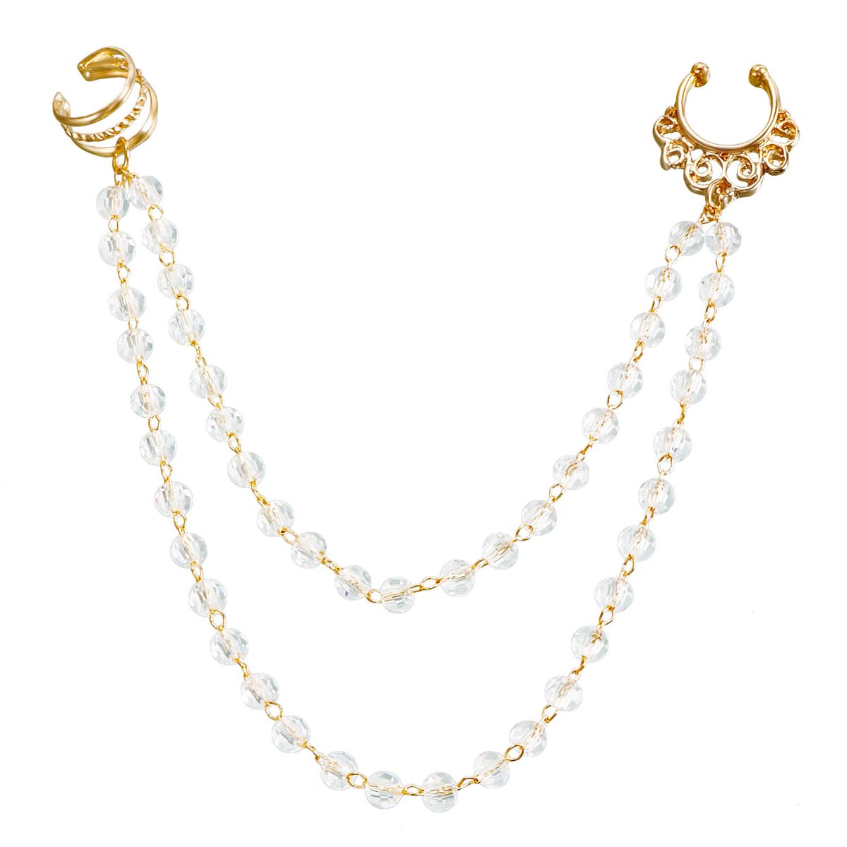 European And American Jewelry, Ethnic Style Piercing Earrings, Women's Double-layer Nose Studs, Stage Non-punching Imitation Crystal Nose Rings_voghion.com