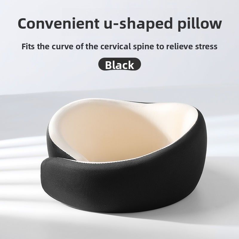 Memory Foam Support Rest Nap Cervical Head Neck Airplane Car Sleeping U-Shaped Pillow_voghion.com