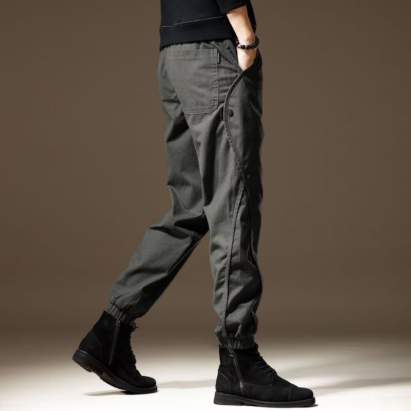 Abbigliamento maschile Pantaloni casual da uomo, nuovo stile coreano, primavera e autunno, pantaloni larghi e belli, tute da uomo con ricami e cuciture alla moda_voghion.com