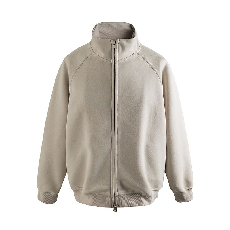 Abbigliamento maschile Felpa con cappuccio da uomo alla moda Primavera Autunno Colore unito Collo alto Cardigan Felpa Uomo e donna Lungo_voghion.com