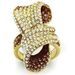 GL307 - IP Gold(Ion Plating) Brass Ring with Top Grade Crystal in Multi Color_voghion.com