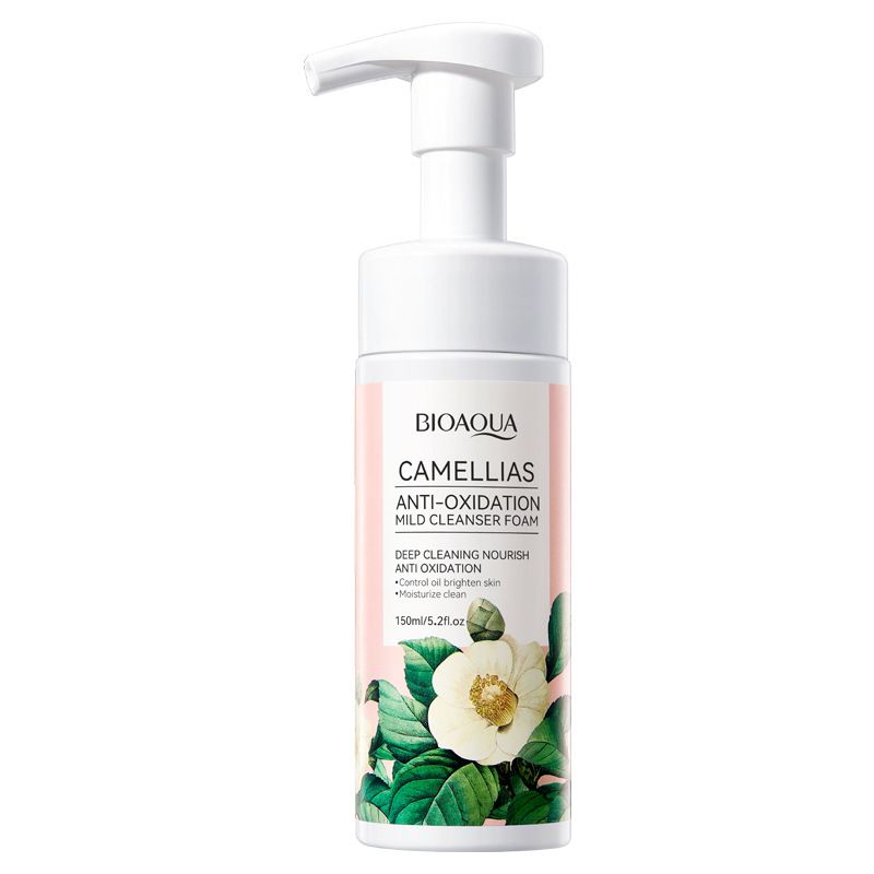 BIOAOUA Camellia Anti Oxygen Mousse Delicata Detergente Viso Idratante per una Pulizia Profonda_voghion.com