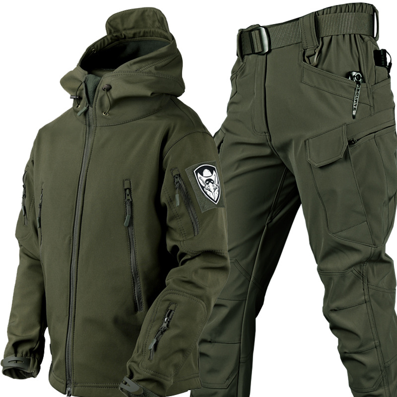 Shark skin assault suit for men women, soft shell, autumn winter, plush thick mountaineering suit, breathable and_voghion.com