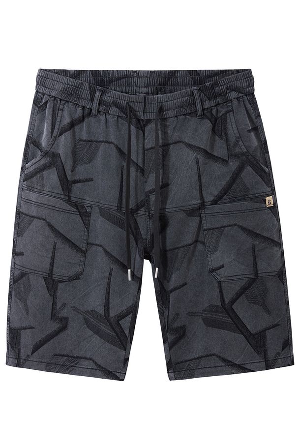 Abbigliamento da uomo taglie forti, estivo, elastico in vita, in jacquard, comodo e a vita media, pantaloncini casual_voghion.com