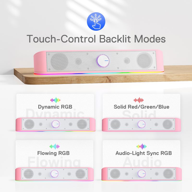 Redragon GS560 Desktop Soundbar, 2.0 Channel Computer Speaker with Dynamic RGB Audio_voghion.com