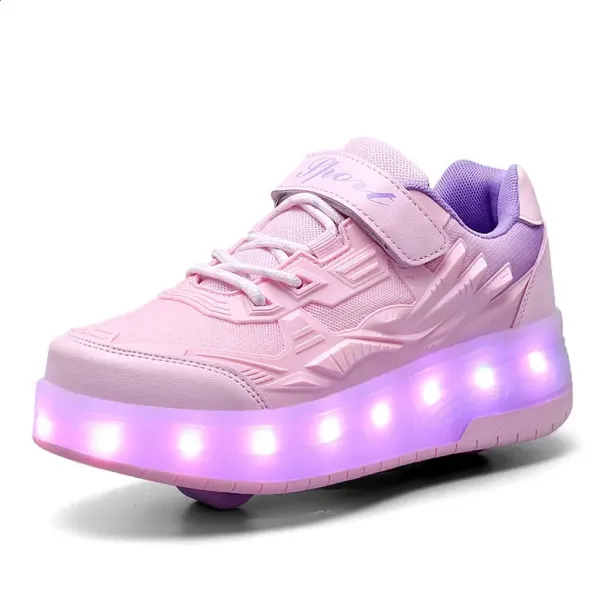 Skate Jungen Mädchen Blinkende Lichter Zwei Rad Roller Led Licht Leuchtende Turnschuhe Outdoor Casual Schuhe Kinder_voghion.com