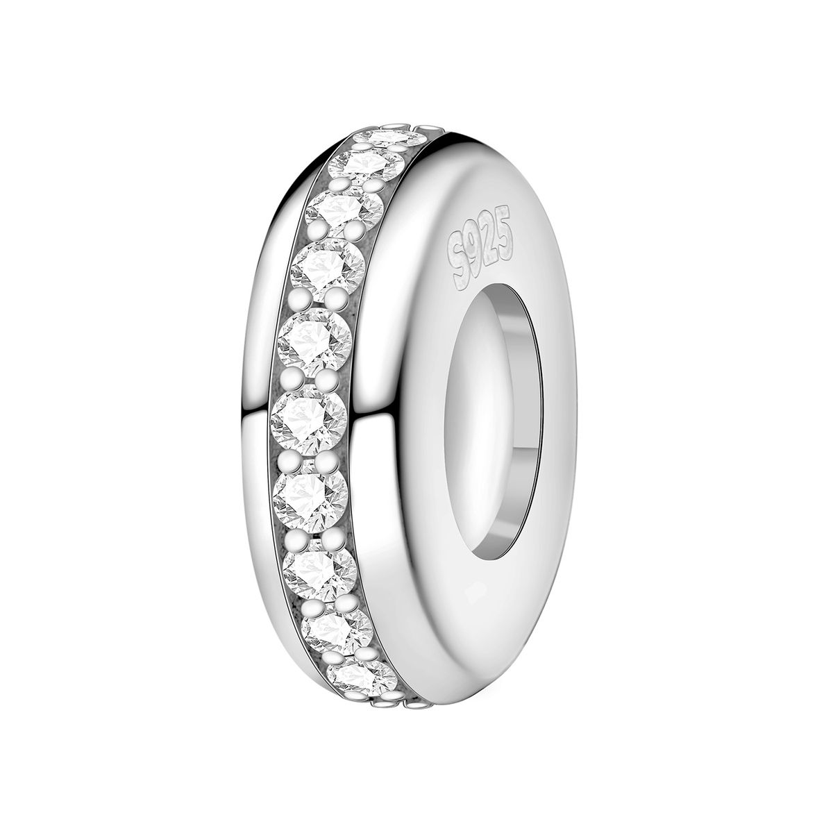 Edelsteen-set plug spacer-electro witte bedel, echte sterling zilveren kralen bedel_voghion.com