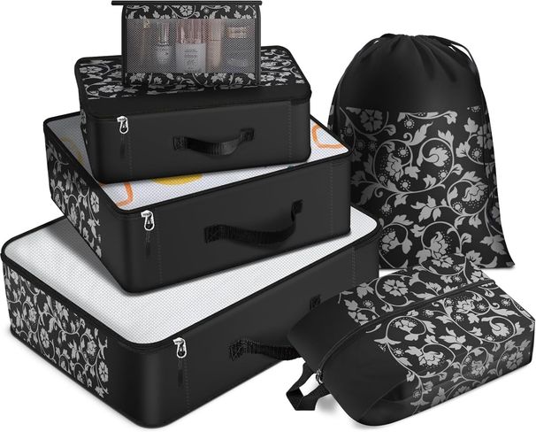ExploreBliss 8 Set Suitcases, Cubes Accessories, Lage Packing Organizers Travel, Suitcase Organizer Bags Set, Travel_voghion.com
