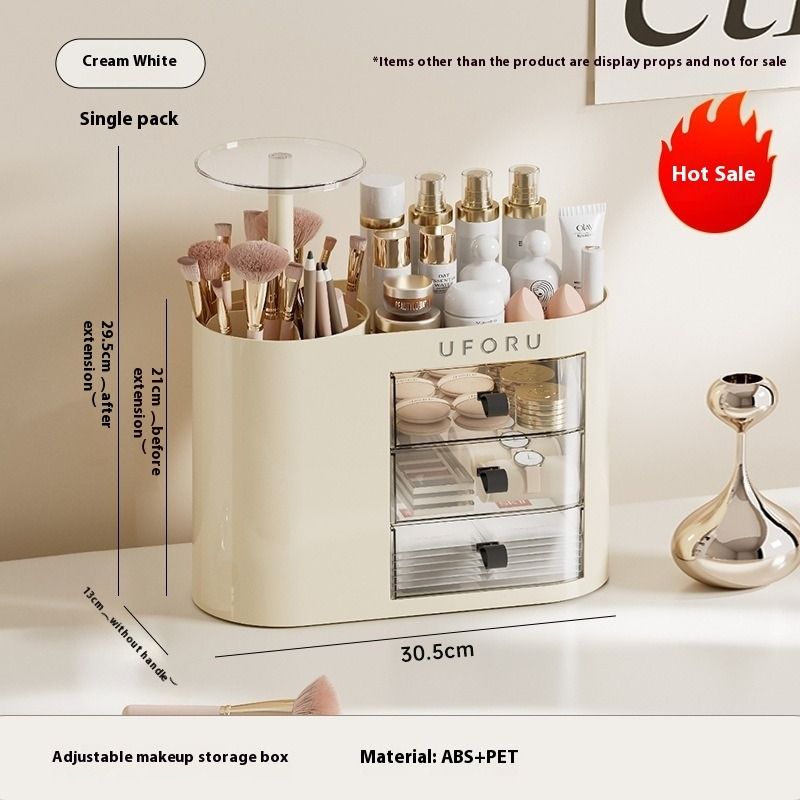 Cosmetics Storage Box Home Premium Desktop Dresser Multifunctional Press Lifting Makeup Brush Shelf_voghion.com