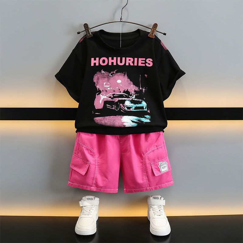 Children's short sleeved 2024 summer new cool handsome baby casual two-piece set for small and medium-sized children_voghion.com