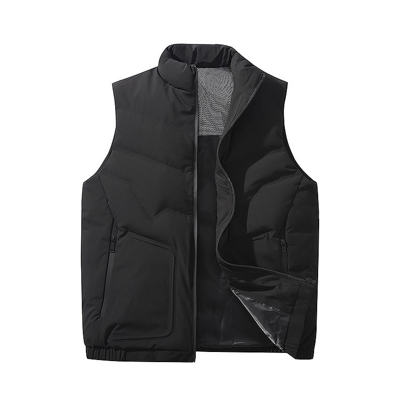 ​​Men's Slim-Fit Down Vest – Lightweight Quilted Puffer Gilet With Stand Collar & Zip Pockets (86%-90% White Duck Feather)_voghion.com