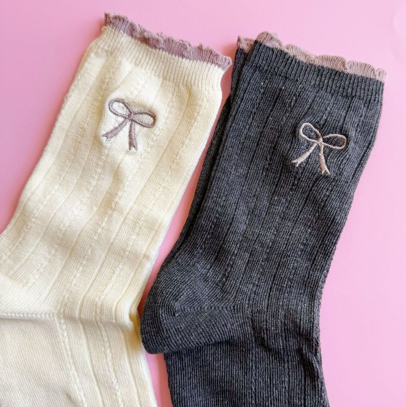 Bow Bow Socks Set Of 2_voghion.com