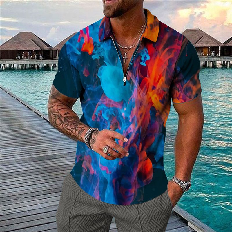 Cool Guy's Tide Brand T-Shirt 3D-bedrucktes Kurzarm-T-Shirt Hip Hop Street Herren-Poloshirt_voghion.com