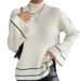 Damen-Strickpullover, langärmelig, lockere Passform, Farbblock, lässiger Pullover für den Herbst – Weiß, Beige, Schwarz (XS/S/M/L)_voghion.com