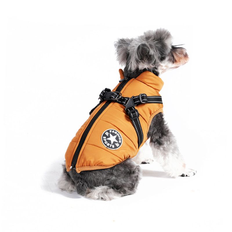 New Pet Dog's Two Legged Vest, Can Be Pulled, Chest Back Waterproof Cotton Clothes, Winter Warm Clothing And Supplies_voghion.com