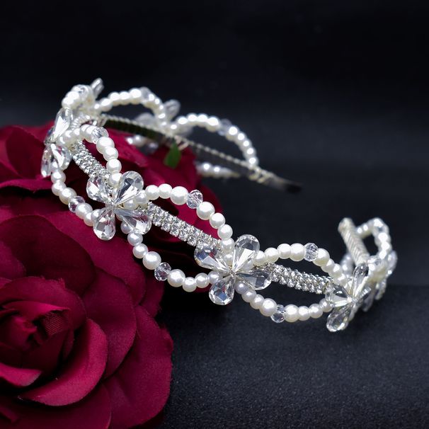 Χειροποίητο νυφικό φόρεμα με μαργαριτάρι κρύσταλλο κομμωτήριο Αξεσουάρ για τα μαλλιά_voghion.com