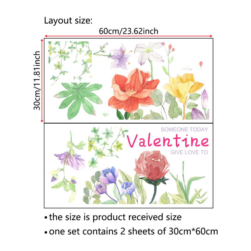 Valentine's Day colored rose bouquet PVC N1790 living room window decoration wall sticker_voghion.com