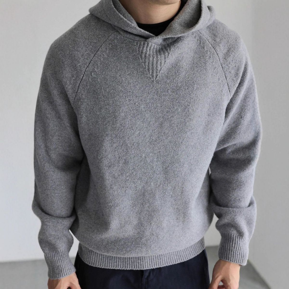 Solid Color Wool-Blend Hooded Sweatshirt | Oversized Knit Pullover With Long Sleeves | Autumn Winter Thick Casual Sweater (S-XL)_voghion.com