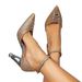 Goldene High Heels für Damen, modische, glänzende Schnürschuhe mit Schnalle, spitze Zehenpartie, speziell geformte Absätze, High Heels für vier Jahreszeiten, Pantoletten für Damen_voghion.com