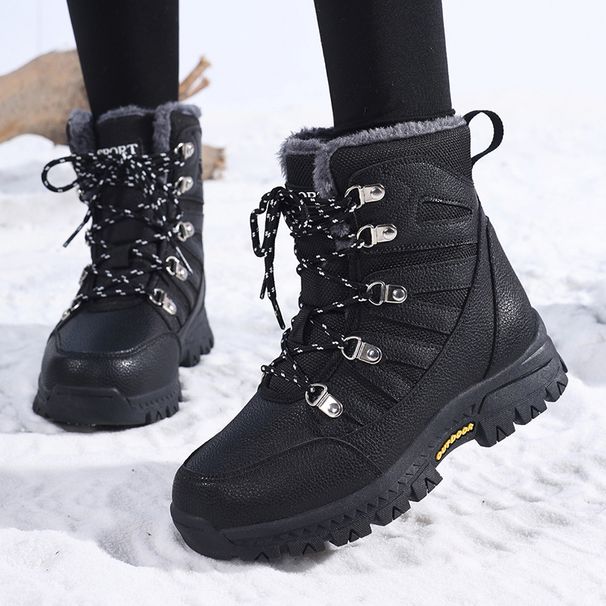 Winter Damenschuhe, Schneestiefel mit Plüschisolierung, Baumwollstiefel, dicke Stiefel_voghion.com
