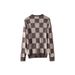 Men's Plaid Knit Sweater – Oversized Crewneck Pullover With Stretch Fabric (Black/Brown, S-XXL)_voghion.com