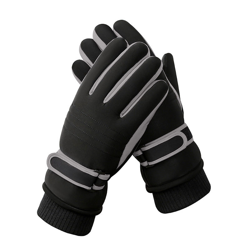 Winter ski gloves men's fleece thickened outdoor riding windproof cold touch screen fashion five-finger warm gloves_voghion.com