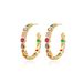 Orecchini a cerchio a forma di C con motivo geometrico da donna e pietre di zircone colorate, orecchini alla moda placcati in oro 18 carati per donna_voghion.com