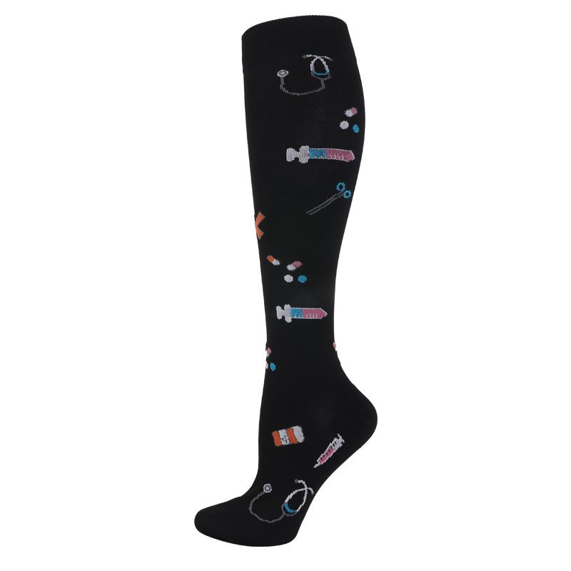 Outdoor fitness vein elastic socks, cycling sports pressure socks, skipping rope, sweat-absorbent sports socks, long socks for men and women_voghion.com