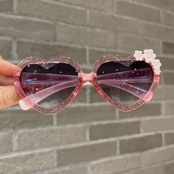 Ropa para niños Nuevas gafas de sol transparentes para niños Gafas de sol para niños con forma de corazón de melocotón Gafas de sol para niños con tendencia de moda floral 61021_voghion.com