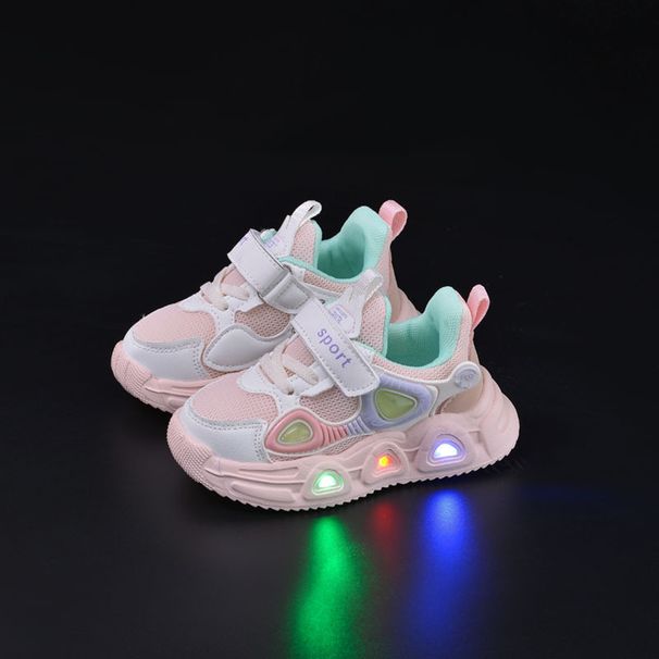 Sneakers fosforescenti per bambini - Scarpe luminose con suola morbida per ragazzi e ragazze, scarpe per bambini in mesh traspirante con velcro_voghion.com