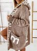 Women's cardigan loose letter hooded knit sweater_voghion.com
