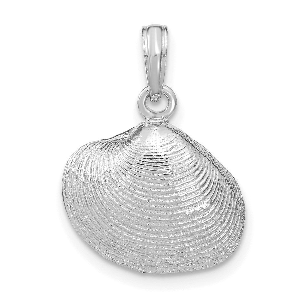 14K White Gold Medium Clam Shell Pendant_voghion.com