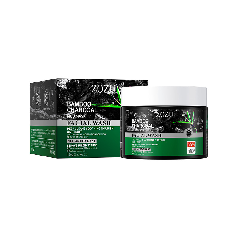 Maschera viso per la purificazione profonda dei pori con assorbimento del film di fango e controllo dell'olio al carbone di bambù ZOZU_voghion.com