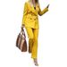 Women's Autumn/Winter Suit Set, Solid Color Blazer & Straight Leg Pants, Stretch Polyester-Spandex Office Outfit (Yellow, Sizes S-Xl)_voghion.com