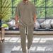 24 Spring/Summer Men's Casual Pants Flip Collar Jacquard Knitted Top Large Set_voghion.com