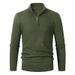 Maglione a mezza zip in maglia a nido d'ape - Pullover termico a maniche lunghe da uomo, elegante top casual con scollo rotondo per strati invernali (beige, grigio chiaro, verde, blu)_voghion.com