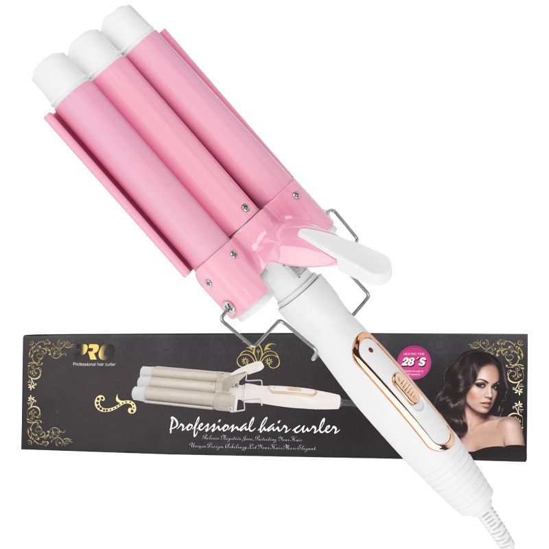 three-in-one curling stick home lazy big wave instant noodle head three-tube egg roll curling iron_voghion.com
